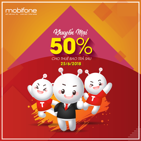 MobiFone tặng 50% giá trị thanh toán cho thuê bao trả sau ngày 25/06/2018 Mobifone-khuyen-mai-tra-sau-25-6-2018