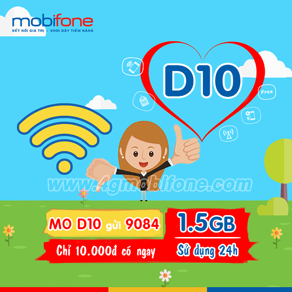 Đăng ký gói cước D10 Mobifone nhận 1,5GB Data