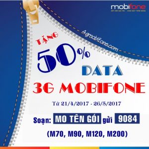 Khuyến mãi 50% Data 3G Mobifone từ 21/4 - 26/5 cho thuê bao thuộc danh sách