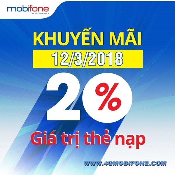 Chương trình Khuyến mãi mobifone ngày 12/3/2018