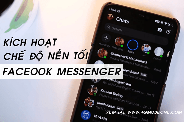 kích hoạt chế độ nền tối trên Facebook Messenger