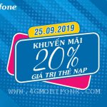 Mobifone khuyến mãi ngày 25/9/2019 tặng 20% thẻ nạp
